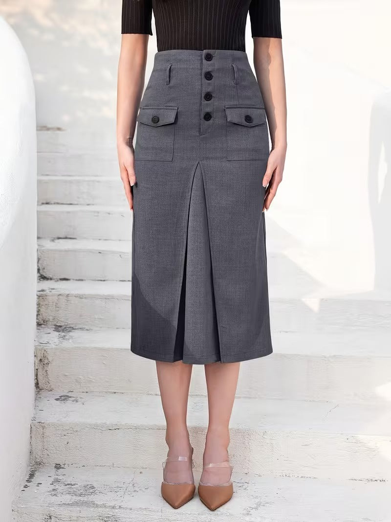 Women’s Button-Front Midi Skirt