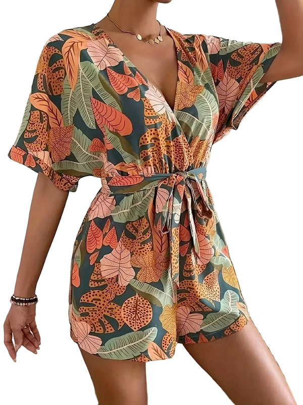 Women’s Leaf Pattern Jumpsuit